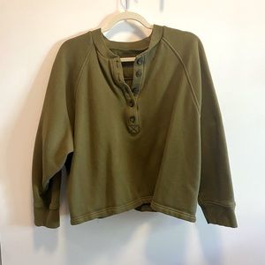 Madewell MWL Henley Sweatshirt - Size L - Green